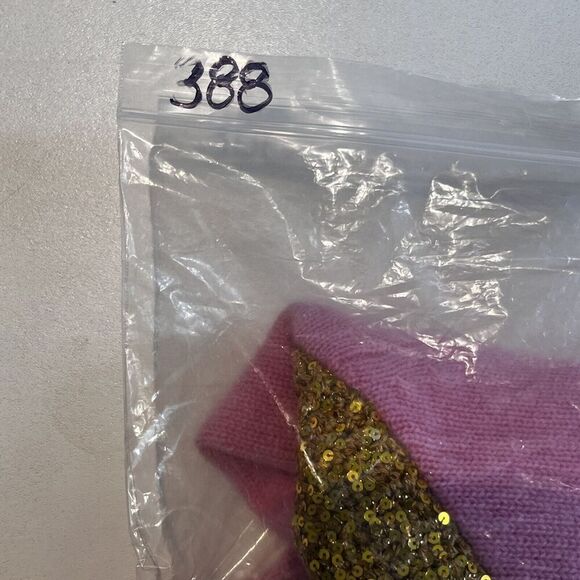 IISLI Sweater Womens XS/S 100% Cashmere Pink Gold Sequins Pullover - Picture 6 of 6